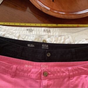 3 PAIR.. size 18.. pink and black--4.5 inch inseam. White 5" inseam. Mid rise